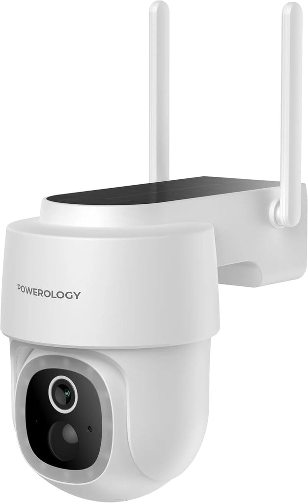 Outdoor Smart Waterproof 5W Solar Pan/Tilt Camera with 5200mAh and 256GB, White, Brand: Powerology