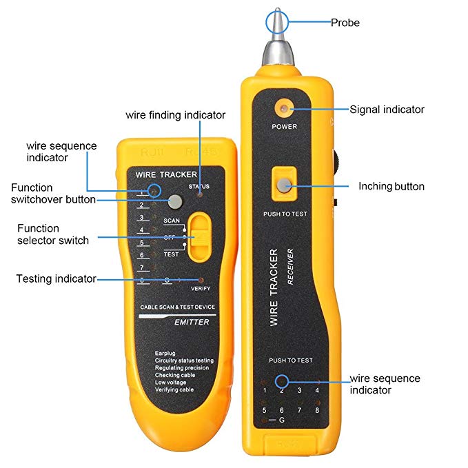 Wire Tracker, RJ11 RJ45 Line Finder Cable Tester for Network LAN Ethernet