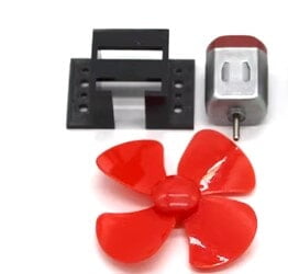 3v to 6v DC Motor with Fan Blade and Motor Base, Red