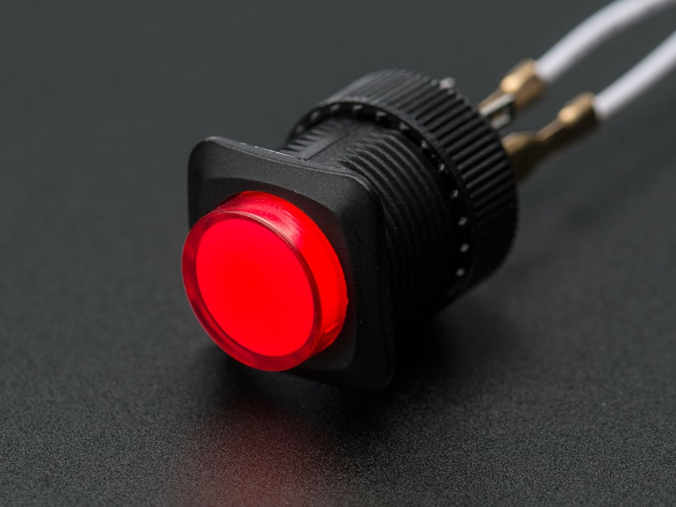 Push Button, Red, Momentary, 16mm