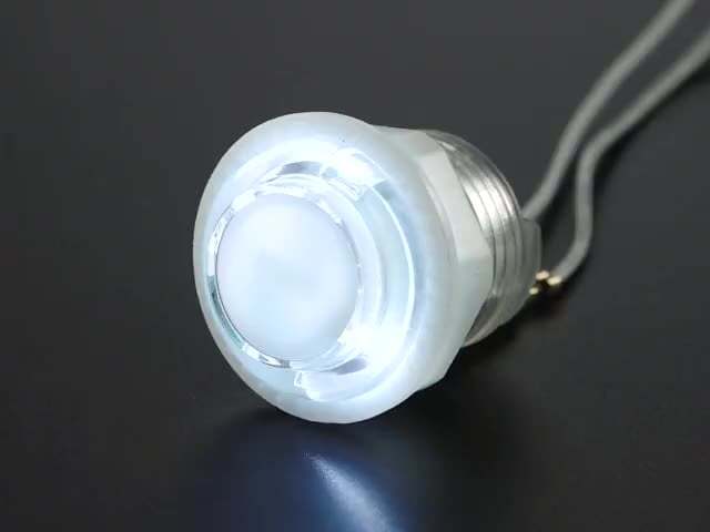 Switch Push Button with LED, SPST, Round Button, 0.01A, 5v DC, 24mm, Clear