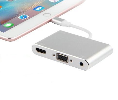 Apple/iPhone/Lightning 8-pin to HDMI/VGA/3.5mm Audio Converter Adapter