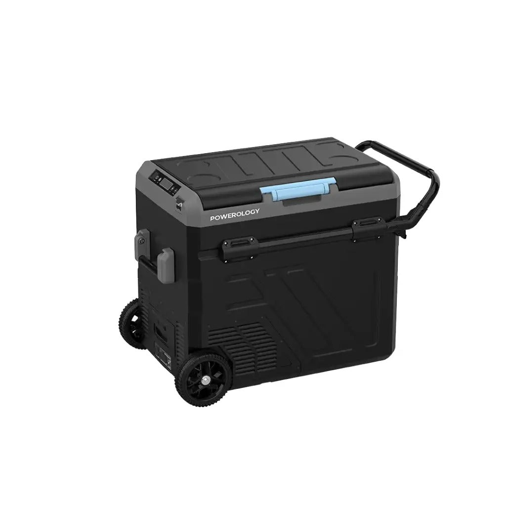 Portable Fridge with Dual Compartment and Trolly, 60 Litres, 60W, Gray, Brand: Powerology