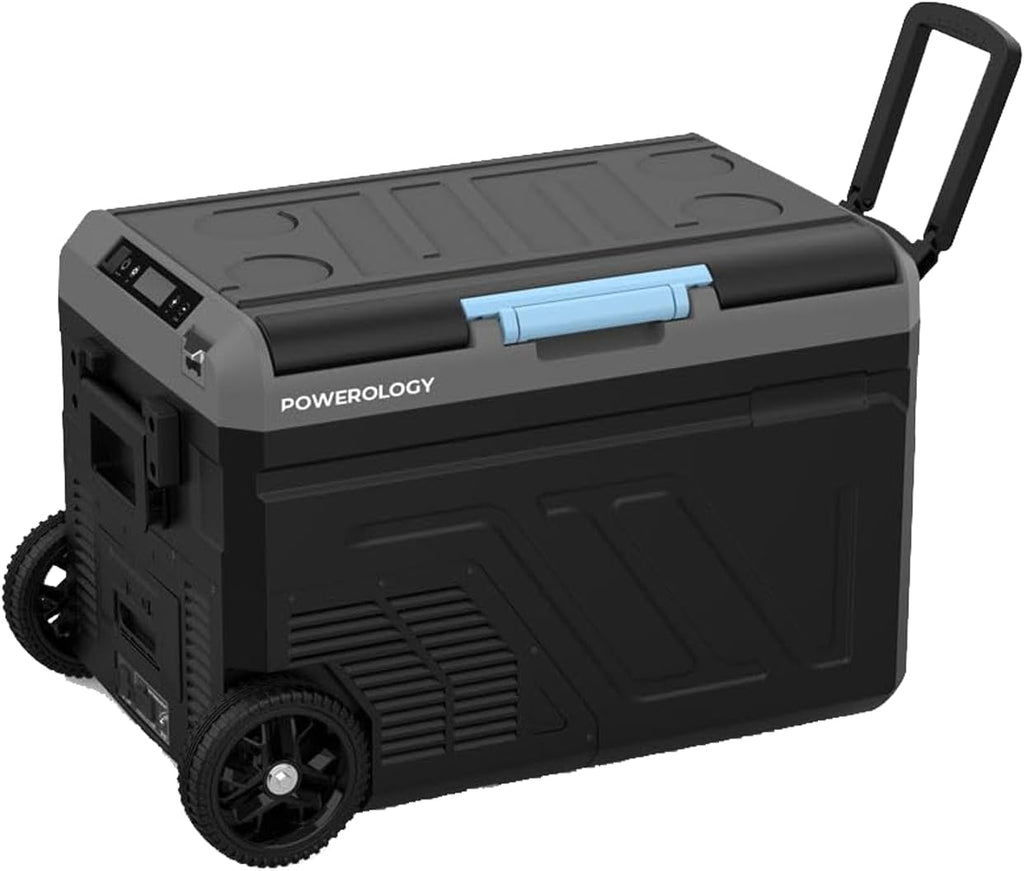 Powerology Portable Fridge with Dual Compartment and Trolly, 40 Litres, 57W, Gray, Brand: Powerology