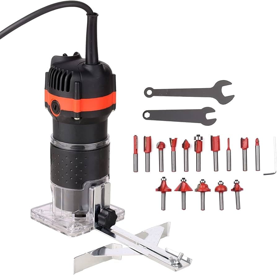 Wood Router Kit, 800W, 30000RPM, 1/4 Inch, with 15 pcs Milling Cutter Kits
