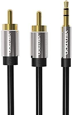 Audio Cable, RCA Plug x2, Jack 3.5mm 3pin Plug, 3m, black
