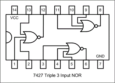 IC 7427 (Triple 3-Input NOR Gate)
