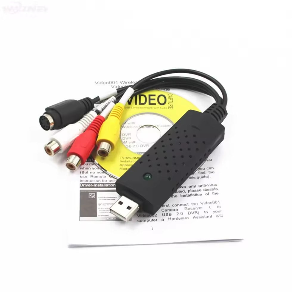 USB Audio Video Capture Card Adapter with USB Cable, USB 2.0 to RCA Video Converter