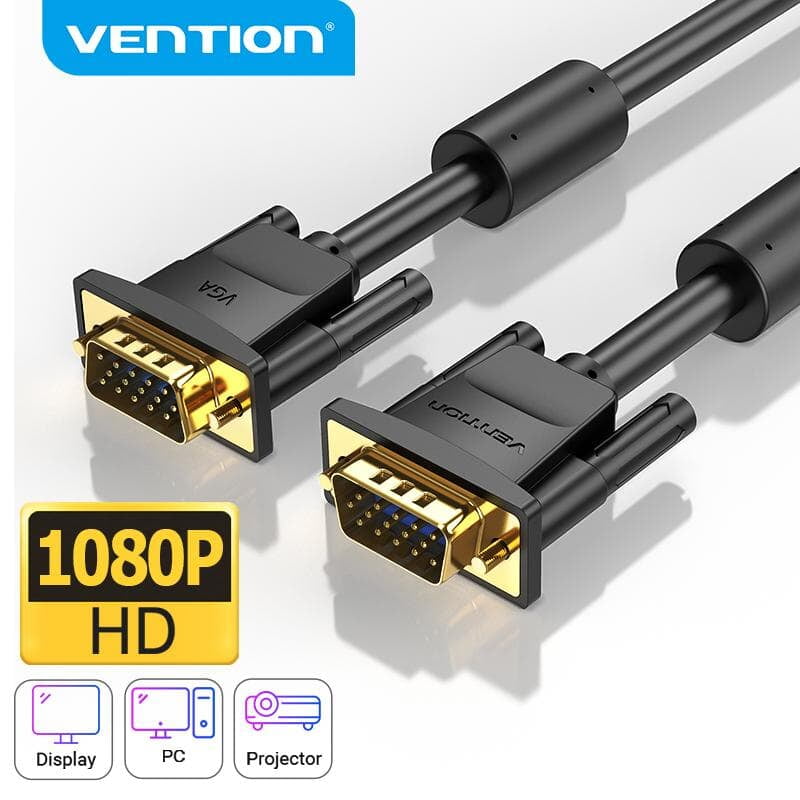 VGA Cable, 15pin HD Plug Both Sides, 10 meters, Black