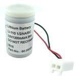 Cylindrical Lithium Battery,  3.6V, 1.2Ah, Size: 1/2AA, with wires and connector