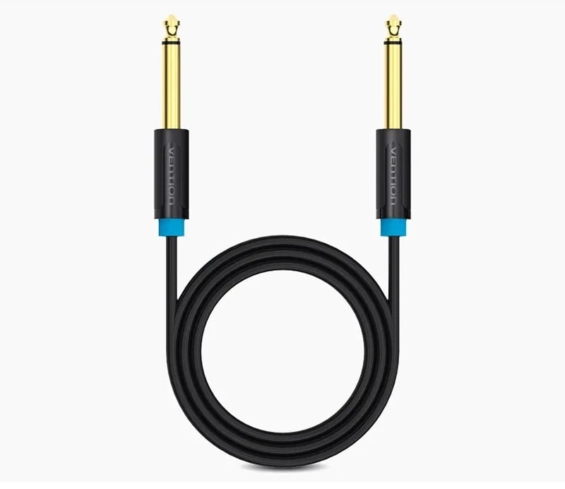 Audio Cable, Jack 6.35mm Plug Both Sides, 10m, Black