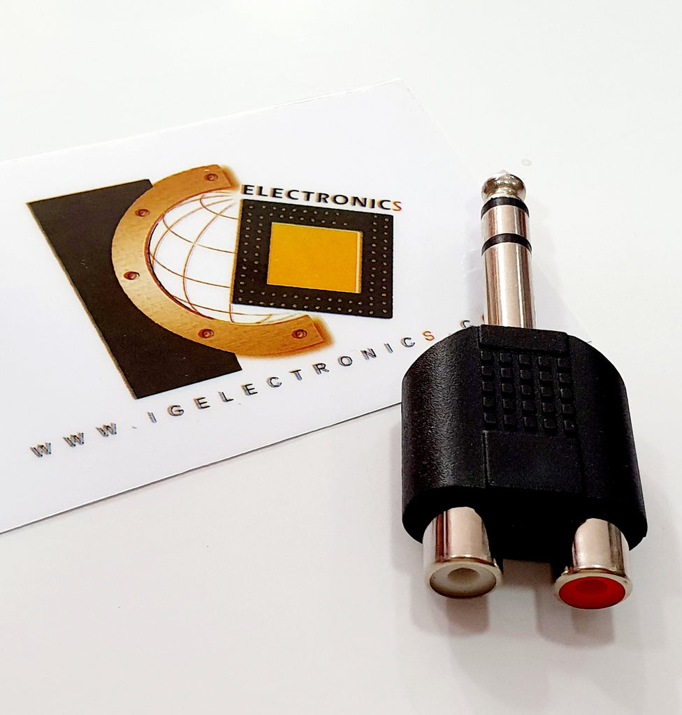 Adapter Jack 6.35mm plug to RCA socket x2 stereo