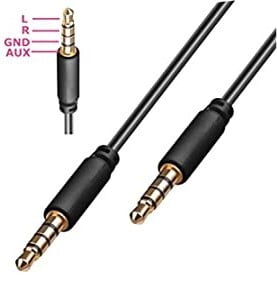 Audio Cable, Jack 3.5mm 4pin Plug both sides, 1m, AUX Cable