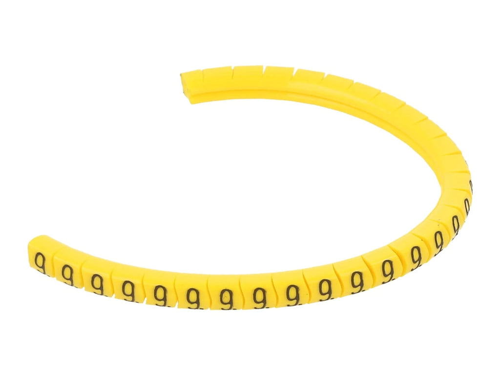 Cable Markers, 0 to 9 Digits, 1.3mm to 3mm, 250pcs, Yellow Color