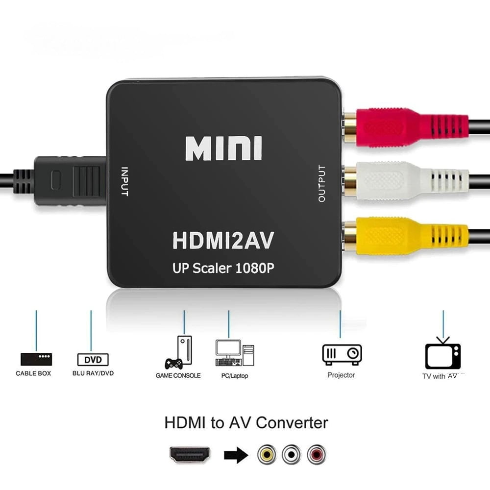 HDMI to AV, HDMI2AV, RCA Audio and NTSC or PAL Video Adapter, HDMI2AV, 1920*1080 60Hz