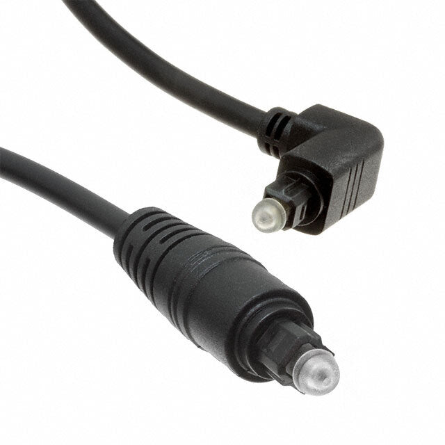 Cable Fiber Optic, Toslink Plug To Toslink Plug, Right Angle, Black, 2 meter