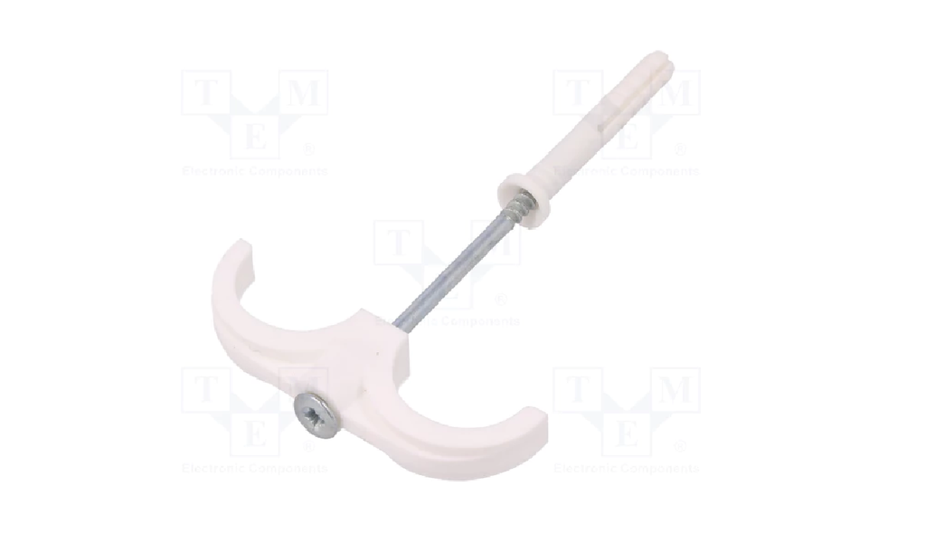 Cable Holder, 14 to 25mm, 2 Sockets, White