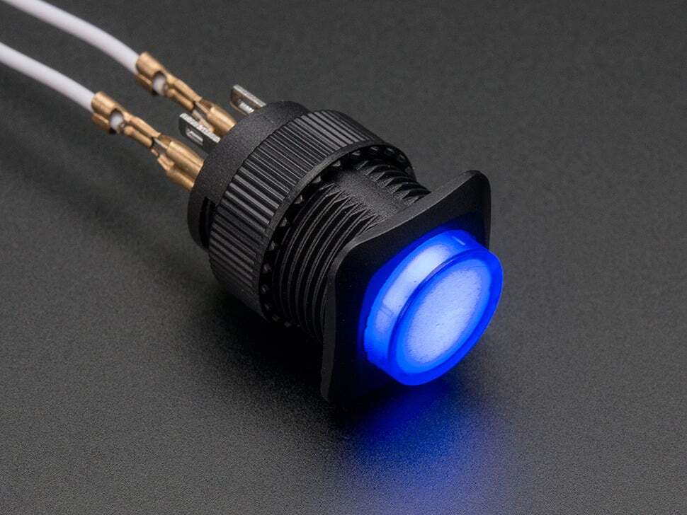 Push Button, Blue, SPST,  On/Off Switch, 16mm