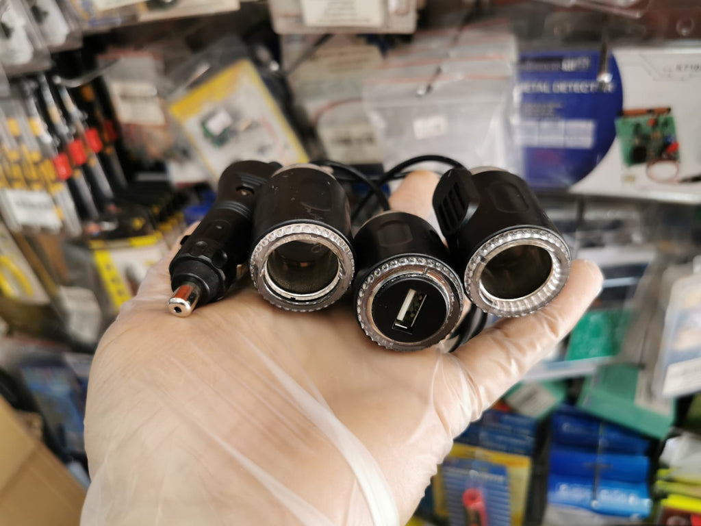 Car Lighter power supply; USB A socket, 2X car lighter socket