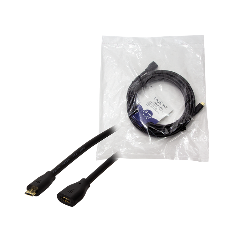 Mobile Charging Cable, USB B micro plug, USB B micro socket, 3M