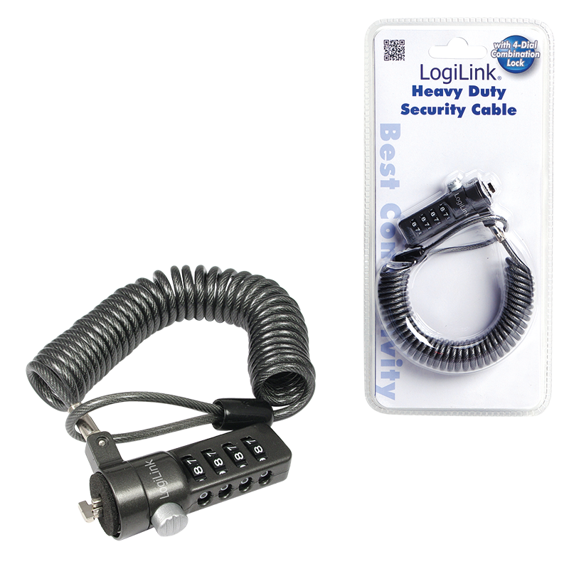 Notebook security lock with combination, black