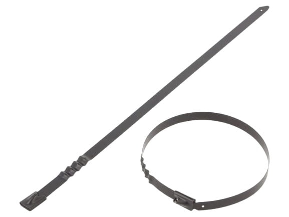 Metal Cable Tie, Length: 360mm, Width: 8mm; Stainless Steel, Bag 10pcs, Black