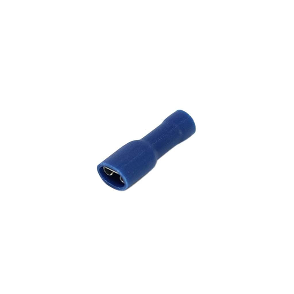 Full Insulated Terminal Connector, Flat, 6.3mm, 0.8mm, Female, Blue
