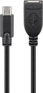 Cable USB A socket, USB C plug, 0.2 meter