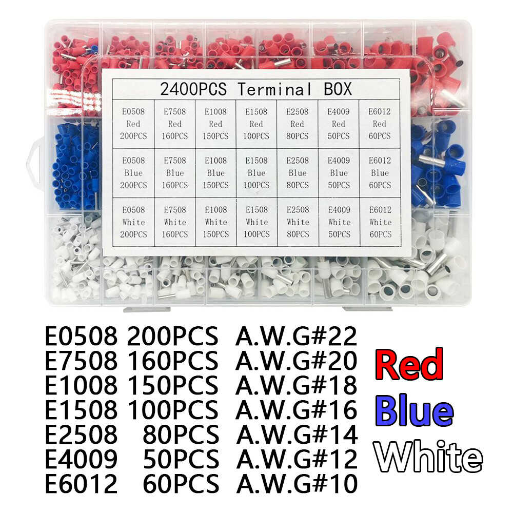 Terminal Insulated Wire Connector Crimping Kit Set, 2400pcs