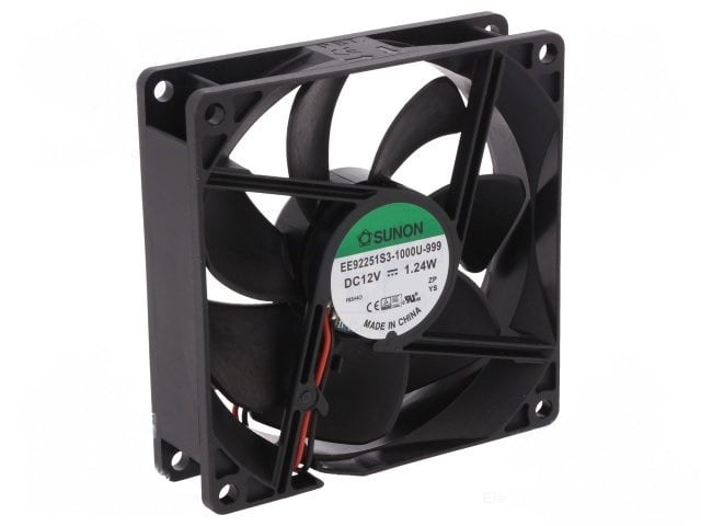 Cooling Fan (Slide Bearing) 12VDC, 0.103A, 1.24W, (92x92x25mm)