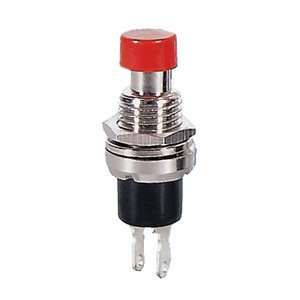 Push Button Switch Momentary, SPST-NO, 1A, 250v AC, OFF-(ON), Red