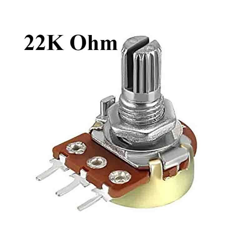 Potentiometer, Linear, Single turn,  22k?, 125mW, mono
