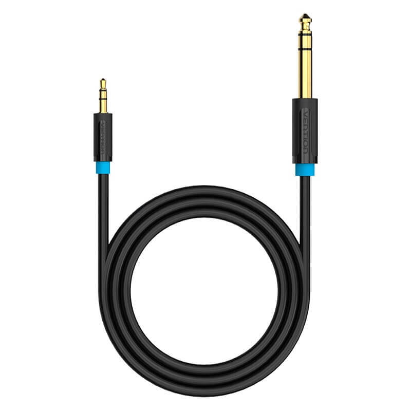 Audio Cable, Jack 6.35mm Plug, Jack 3.5mm 3pin Plug, 5m, Black