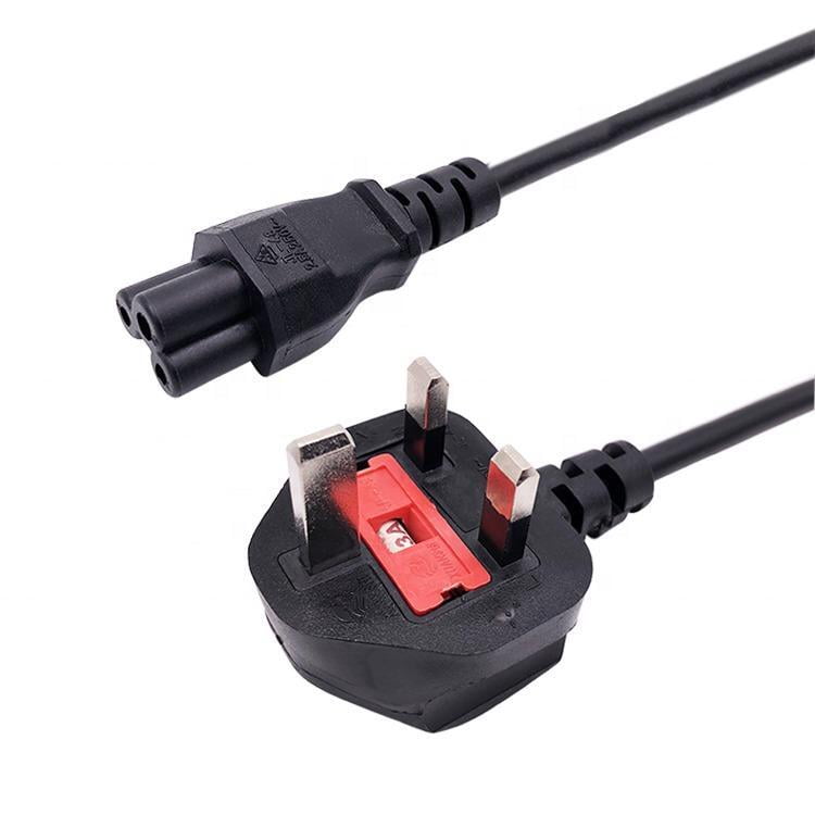 Power Supply Cable, C5 Female, PVC, 3 meter, 3A, Black, UK Plug