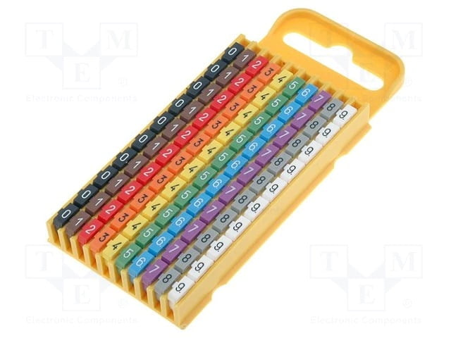 Cable Markers, 0 to 9 Digits, 4.3mm to 5.3mm, 100pcs, Mix Color