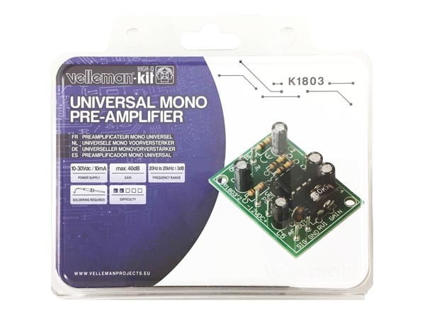 UNIVERSAL MONO PRE AMPLIFIER Kit, Velleman Educational Electronic Kit