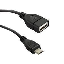OTG Cable USB 2.0, USB A Socket, USB B Micro Plug, 0.2m, black