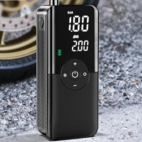 Rechargeable Digital Air Pump, Portable Compressor, Built-in Light, 2Ax2