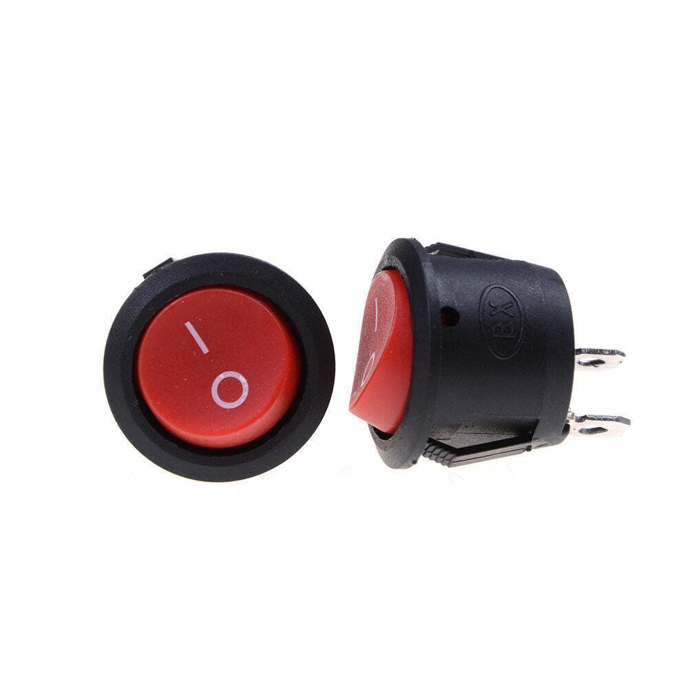Switch Round 2P, 6A/250VAC, RED, ON-OFF-ON