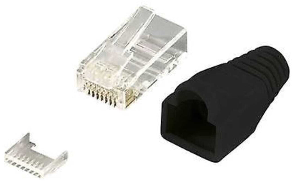 RJ45 Plug, RJ45 Connector, 8pin, Cat: 6 with Protection Black Color
