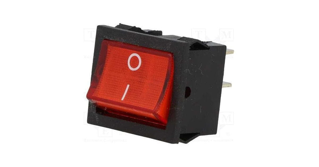 ROCKER Switch, DPST, ON-OFF, 6A/250VAC; Red