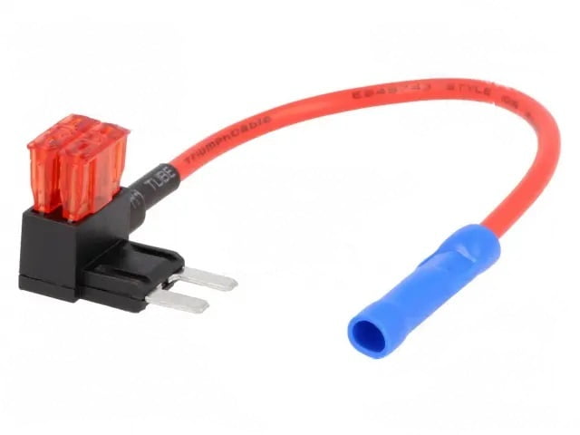 Fuse Splitter 10A, 2 Mini Fuses Outside, 1mm2, RED, Fuse Holder