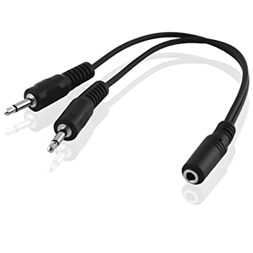 3.5mm Audio Cable Adapter, 1x Stereo Female to 2x Mono Male, 0.2 m