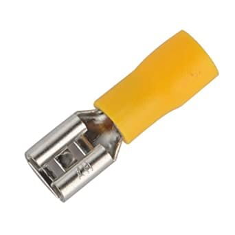 Terminal Connectors, Flat Female, 4 to 6mm2, Crimped for cable, Yellow