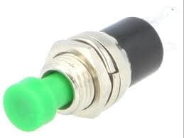 Push Button, 2pin, 1A, 250VAC, OFF-(ON), Green