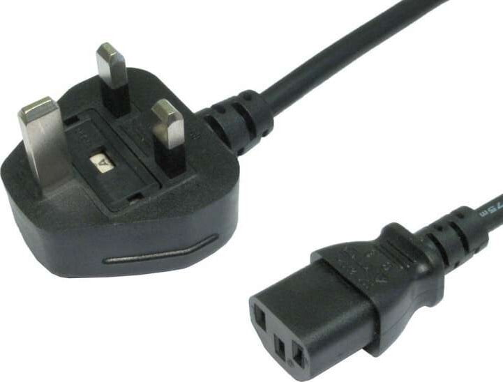 Power Supply Cable, C13 Female, PVC, 3 meter, 3A, Black, UK Plug