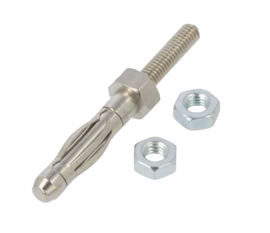 Banana Connector Plug, Male, 15A, Brass Body, Panel Mount