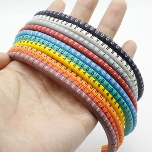 Cable Markers, 0 to 9 Digits, 2.5mm to 5mm, 250pcs, Mix Color