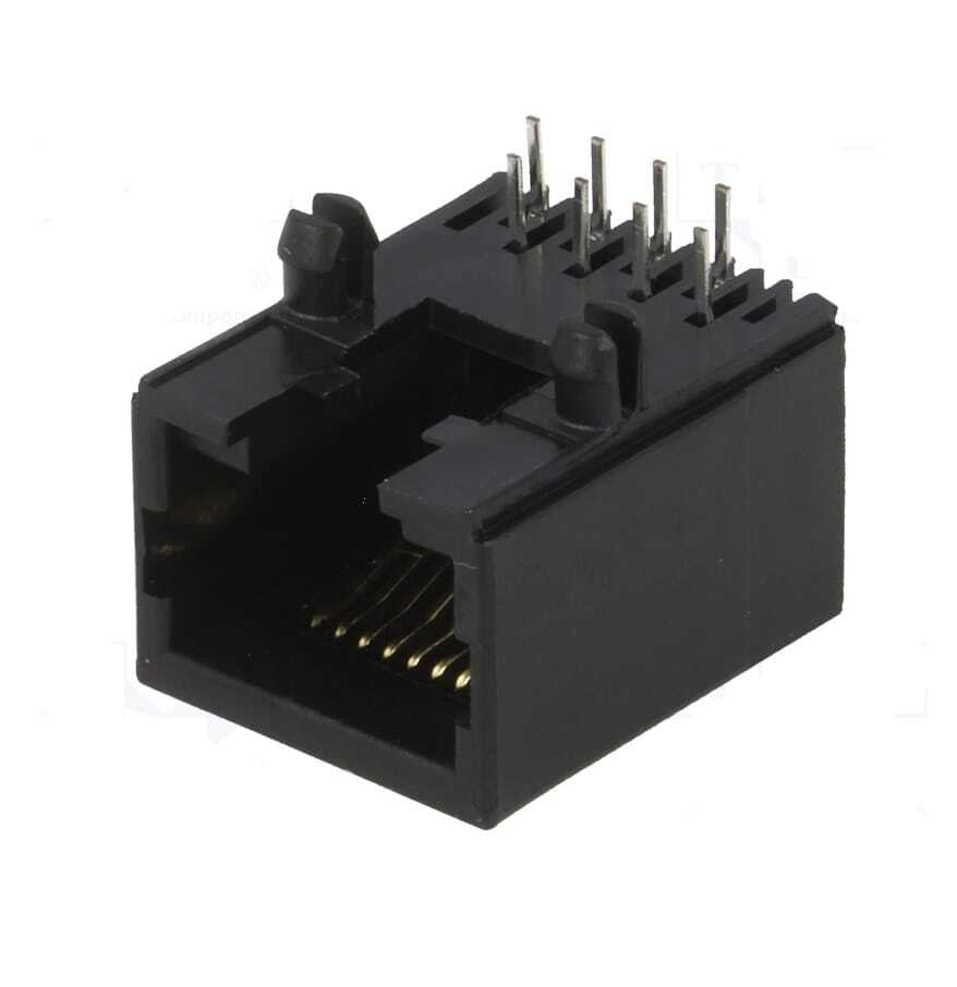 RJ45 Socket for PCB, 8p8c, Angle 90°