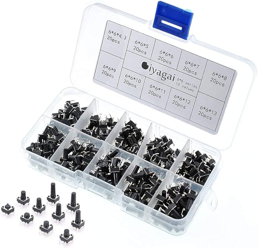 Tact Switch Kit, Tactile Push Button Switch Kit, 200pcs